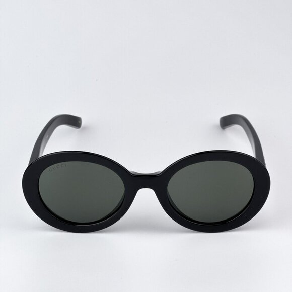 Gucci GG1722SA 001 BRAND NEW Sunglasses Shiny Black Grey Unisex Oval - Picture 4 of 10